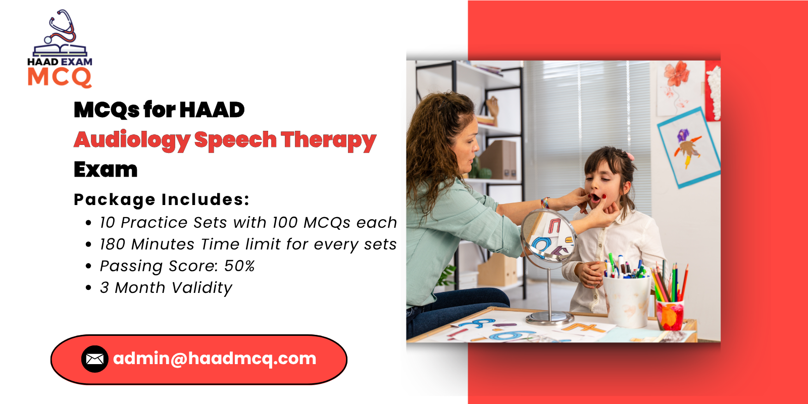 MCQs for HAAD audiology speech therapy Exam 