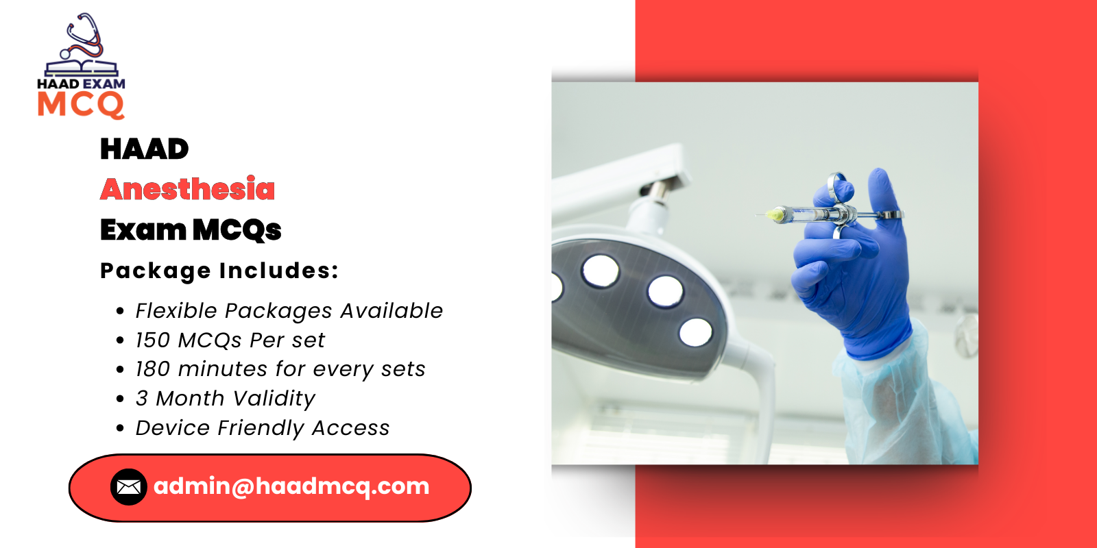 HAAD Anesthesia Exam MCQs