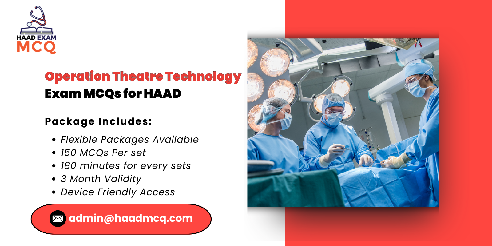 Operation Theatre Technology Exam MCQs for HAAD